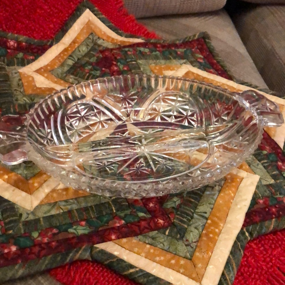 Vintage depression glass divided relish tray